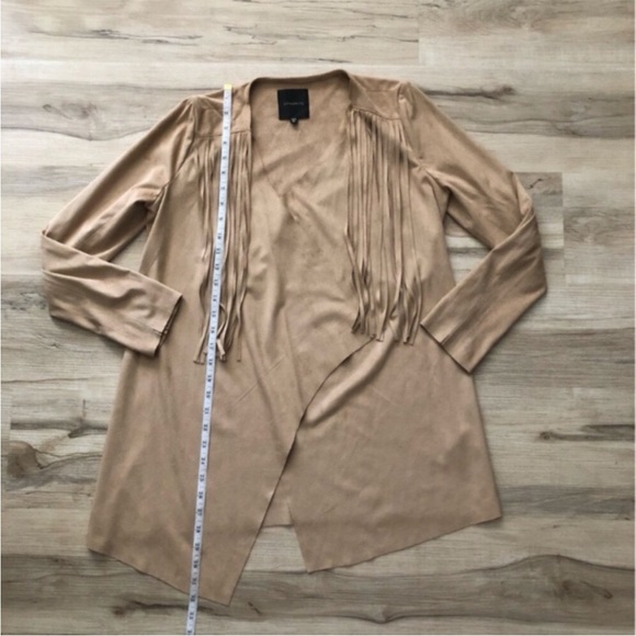 Dynamite Camel Fringe Women's Open Front Lightweight Blazer - Picture 8 of 9